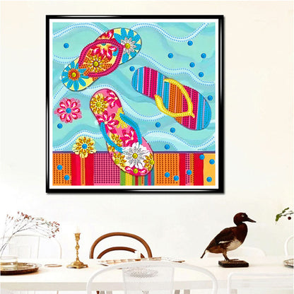 Beach Footprint - Special Shaped Drill Diamond Painting 30*30CM