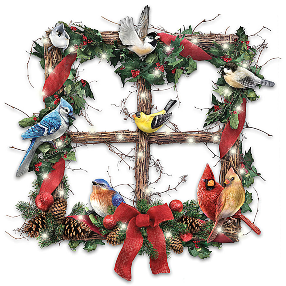 Bird Christmas Frame - Full Round Drill Diamond Painting 30*30CM