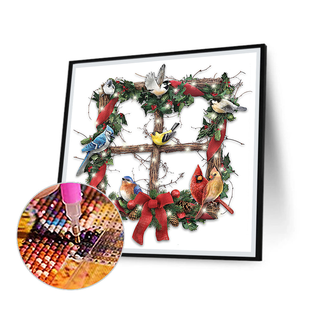 Bird Christmas Frame - Full Round Drill Diamond Painting 30*30CM