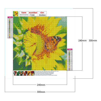 Sunflower Butterfly - Full Square Drill Diamond Painting 30*30CM