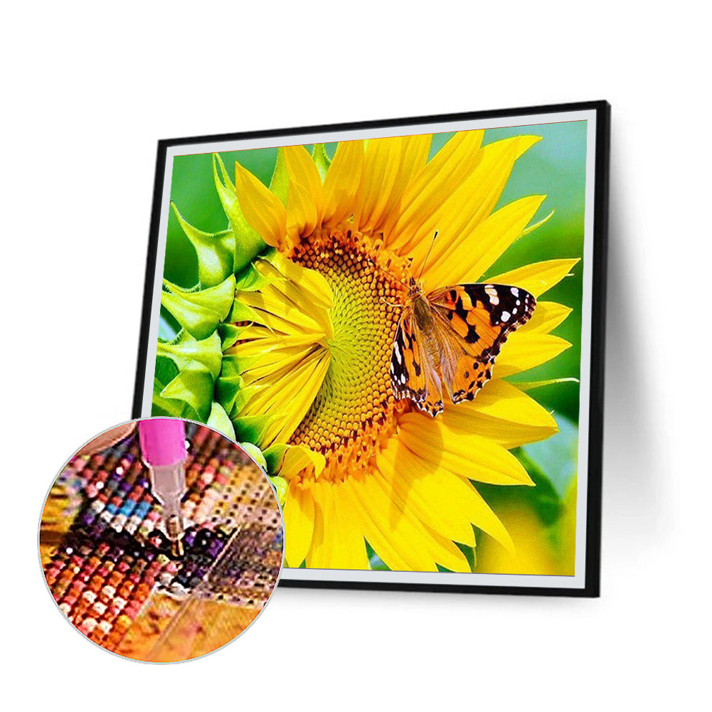 Sunflower Butterfly - Full Square Drill Diamond Painting 30*30CM