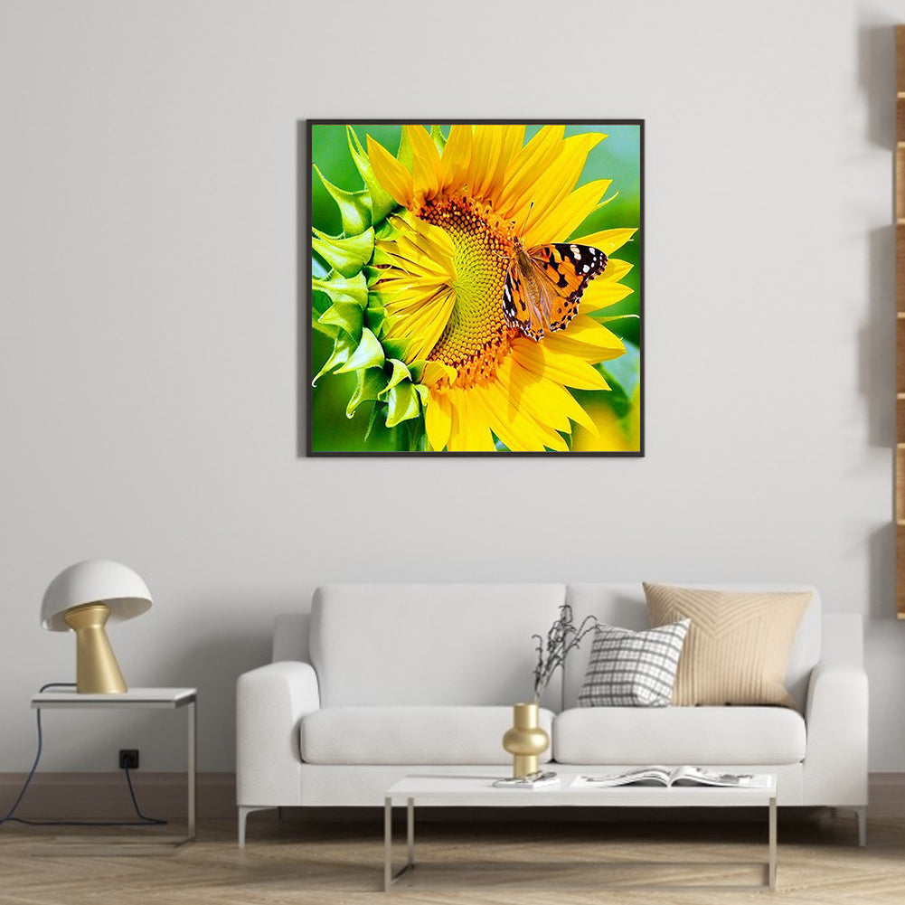 Sunflower Butterfly - Full Square Drill Diamond Painting 30*30CM