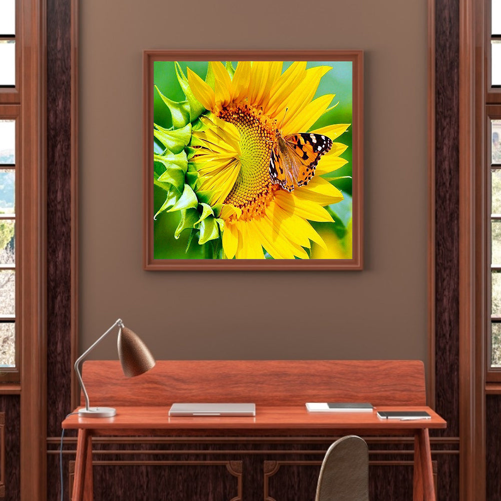 Sunflower Butterfly - Full Square Drill Diamond Painting 30*30CM