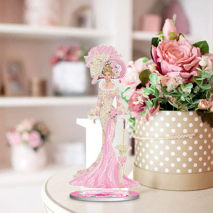 DIY Diamonds Painting Table Ornament European Lady Pattern Acrylic for Kids Gift