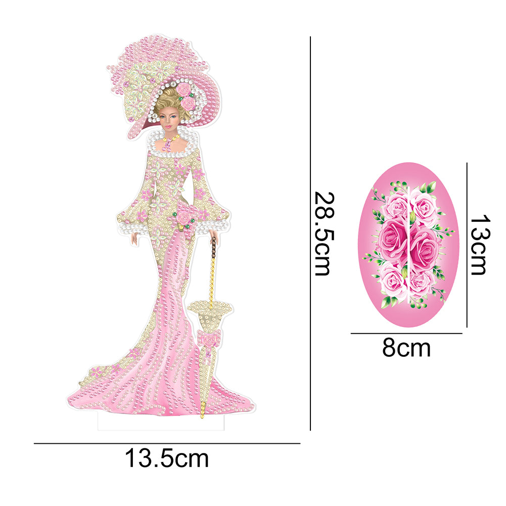 DIY Diamonds Painting Table Ornament European Lady Pattern Acrylic for Kids Gift