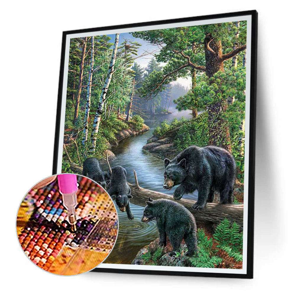 Forest Black Bear - Full Round Drill Diamond Painting 40*50CM