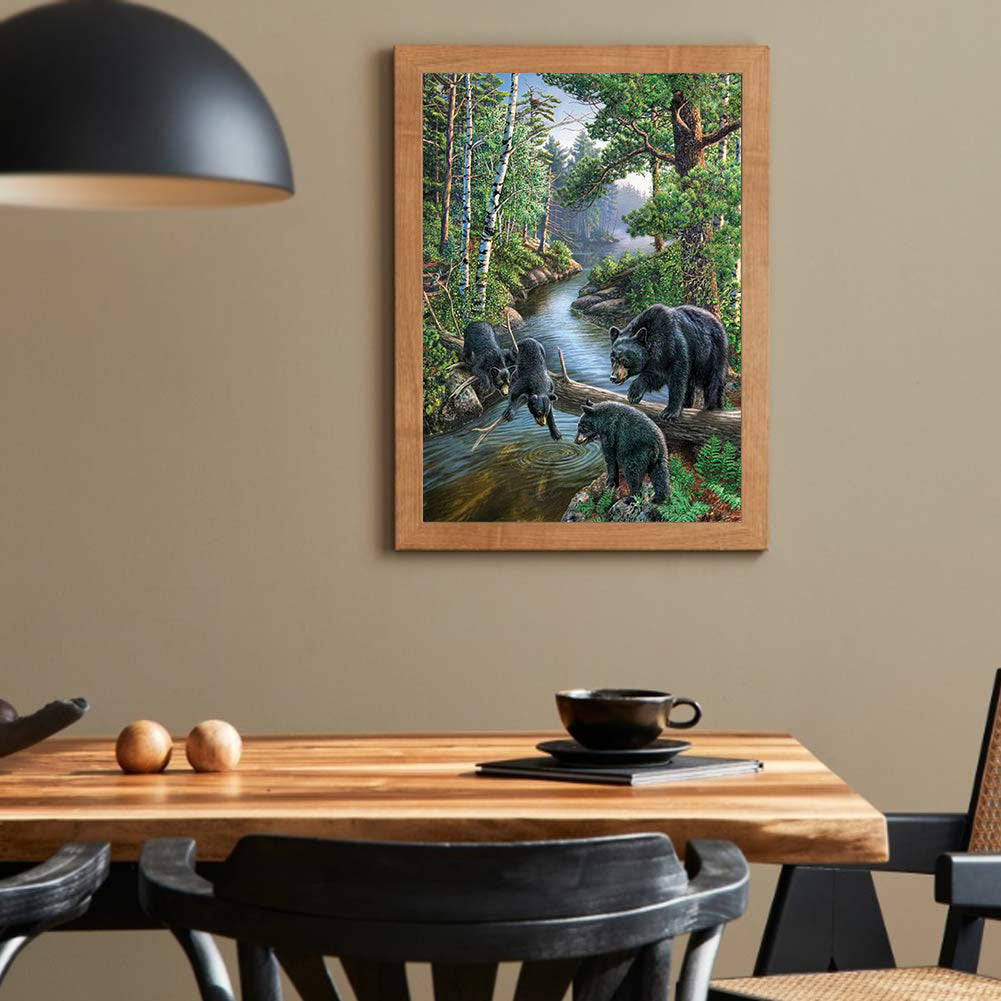 Forest Black Bear - Full Round Drill Diamond Painting 40*50CM