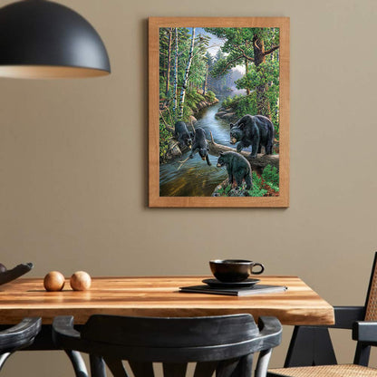 Forest Black Bear - Full Round Drill Diamond Painting 40*50CM