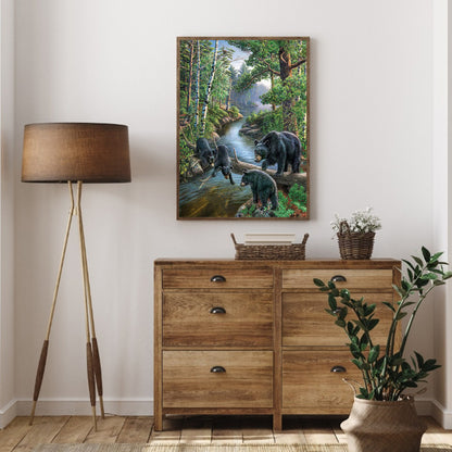Forest Black Bear - Full Round Drill Diamond Painting 40*50CM