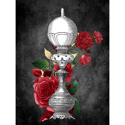 Red Rose Light Stand - Full Round Drill Diamond Painting 30*40CM