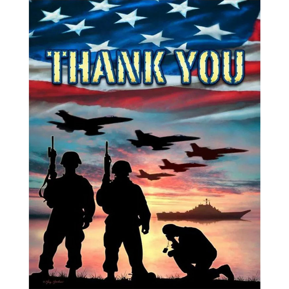 American Military Poster - Full Round Drill Diamond Painting 40*50CM