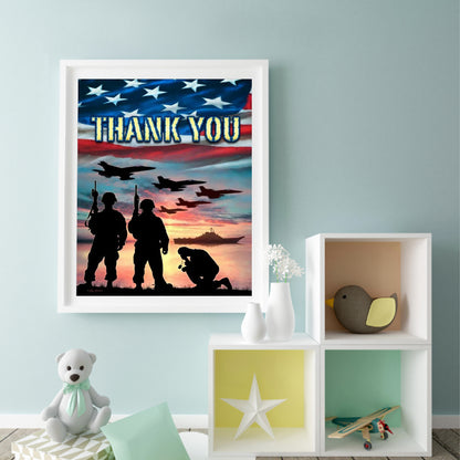American Military Poster - Full Round Drill Diamond Painting 40*50CM