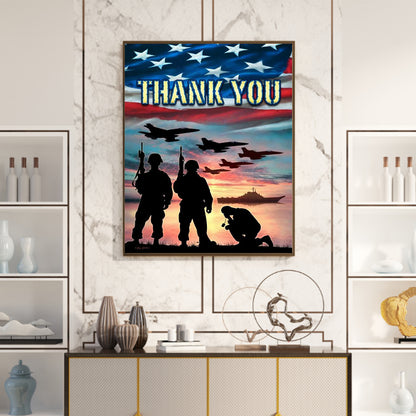 American Military Poster - Full Round Drill Diamond Painting 40*50CM