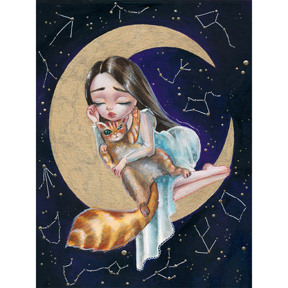 Cartoon Moon Girl - Full Round Drill Diamond Painting 30*40CM