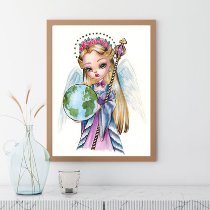 Cartoon Angel Girl With Big Eyes - Full Round Drill Diamond Painting 30*40CM