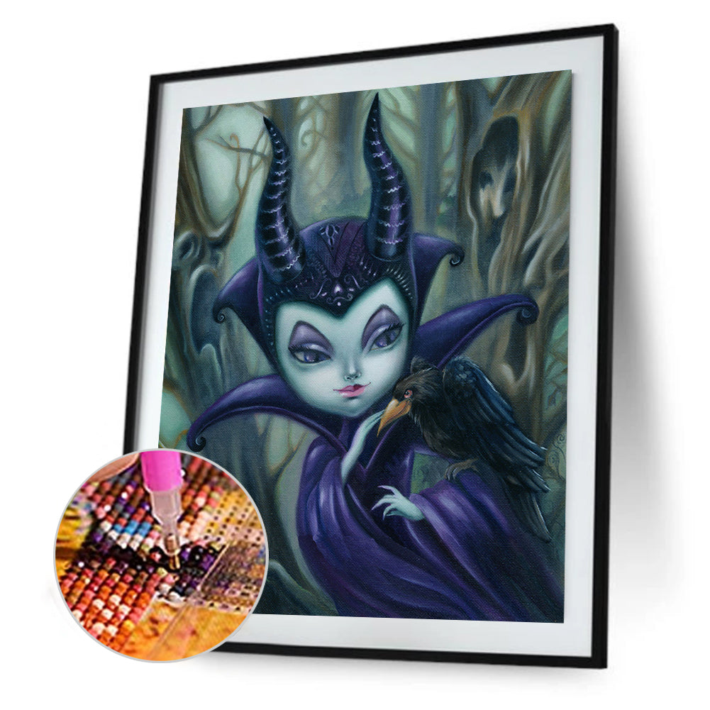 Big Eyes Cartoon Maleficent Girl - Full Round Drill Diamond Painting 30*40CM