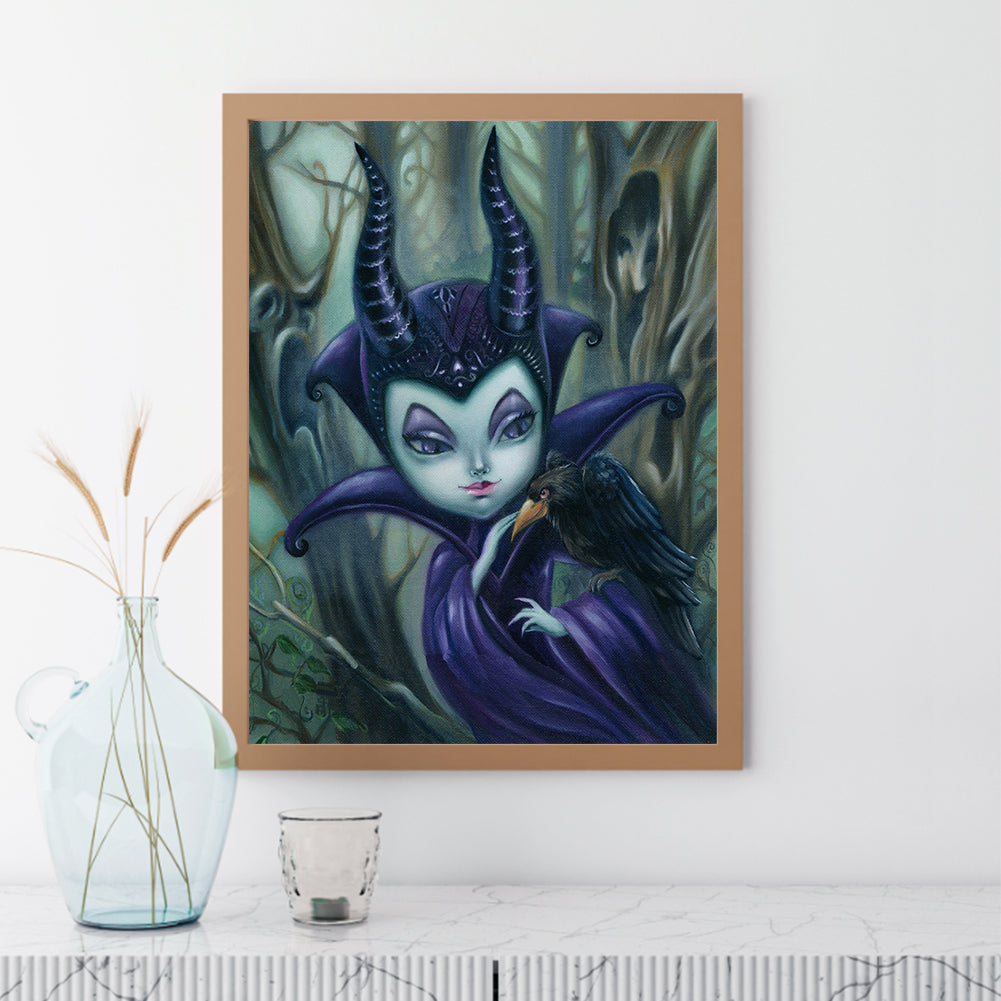 Big Eyes Cartoon Maleficent Girl - Full Round Drill Diamond Painting 30*40CM