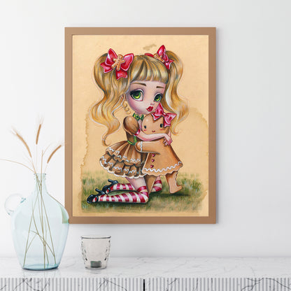 Cartoon Gingerbread Girl With Big Eyes - Full Round Drill Diamond Painting 30*40CM