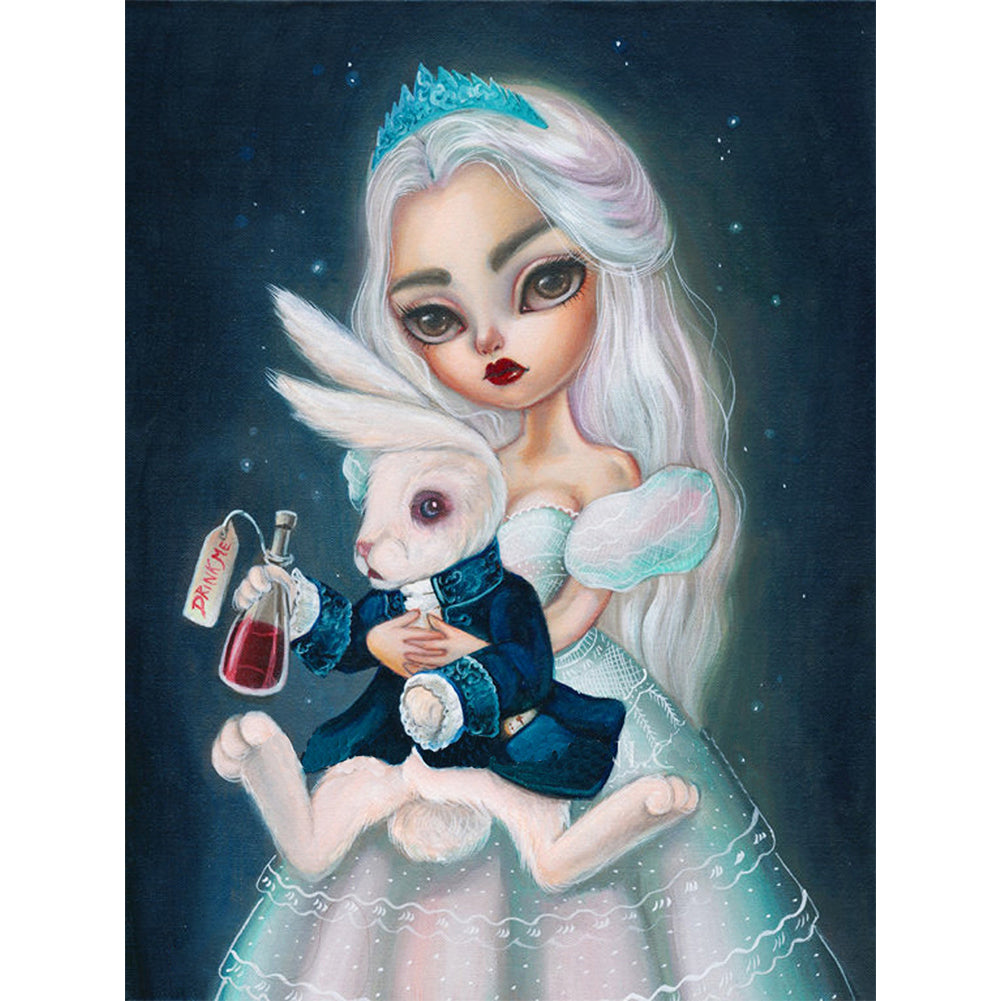 Cartoon White Queen Girl With Big Eyes - Full Round Drill Diamond Painting 30*40CM