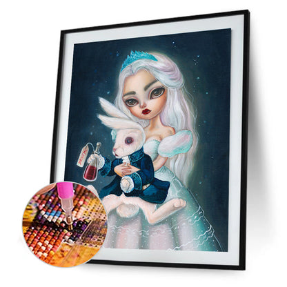 Cartoon White Queen Girl With Big Eyes - Full Round Drill Diamond Painting 30*40CM