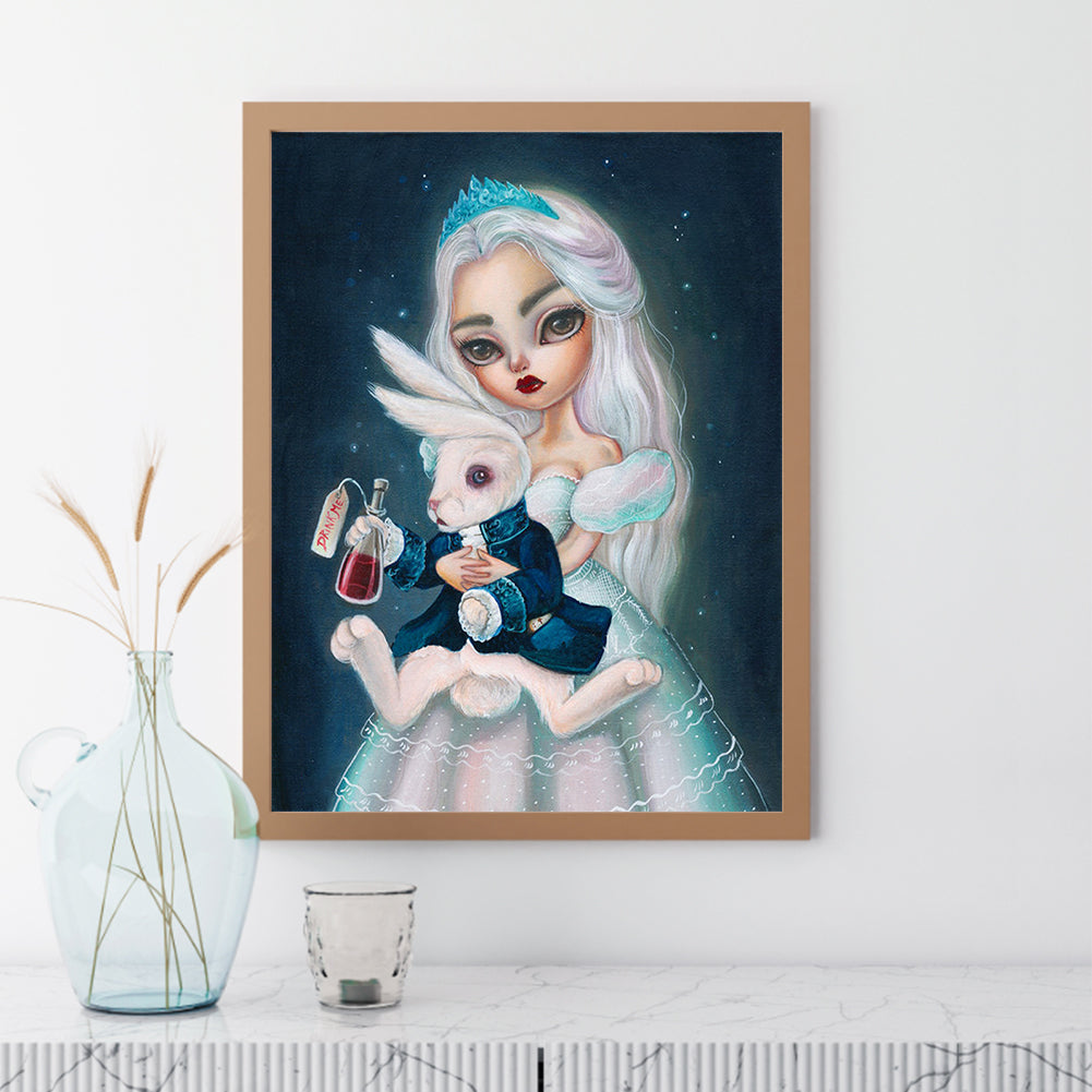 Cartoon White Queen Girl With Big Eyes - Full Round Drill Diamond Painting 30*40CM