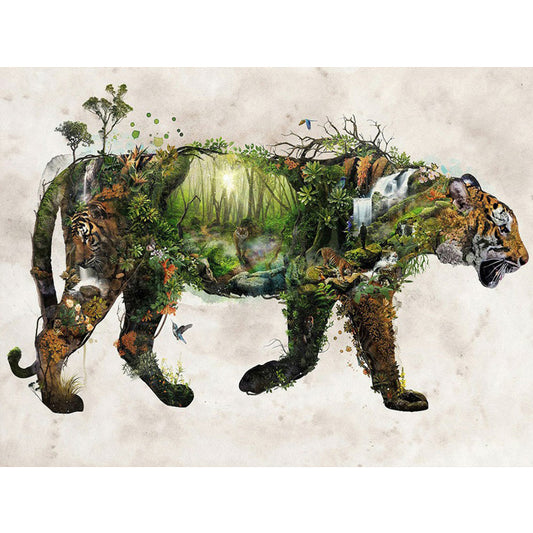 Art Forest Tiger - Full Square Drill Diamond Painting 40*30CM