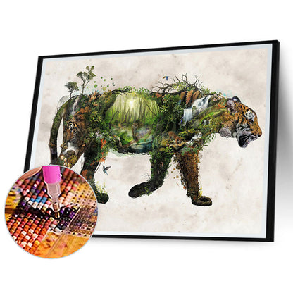 Art Forest Tiger - Full Square Drill Diamond Painting 40*30CM