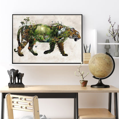 Art Forest Tiger - Full Square Drill Diamond Painting 40*30CM