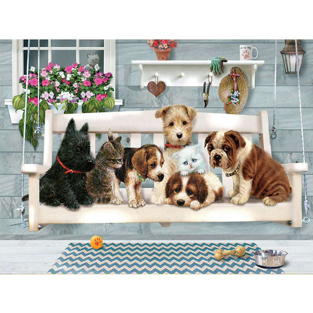 Puppies Resting - Full Square Drill Diamond Painting 40*30CM