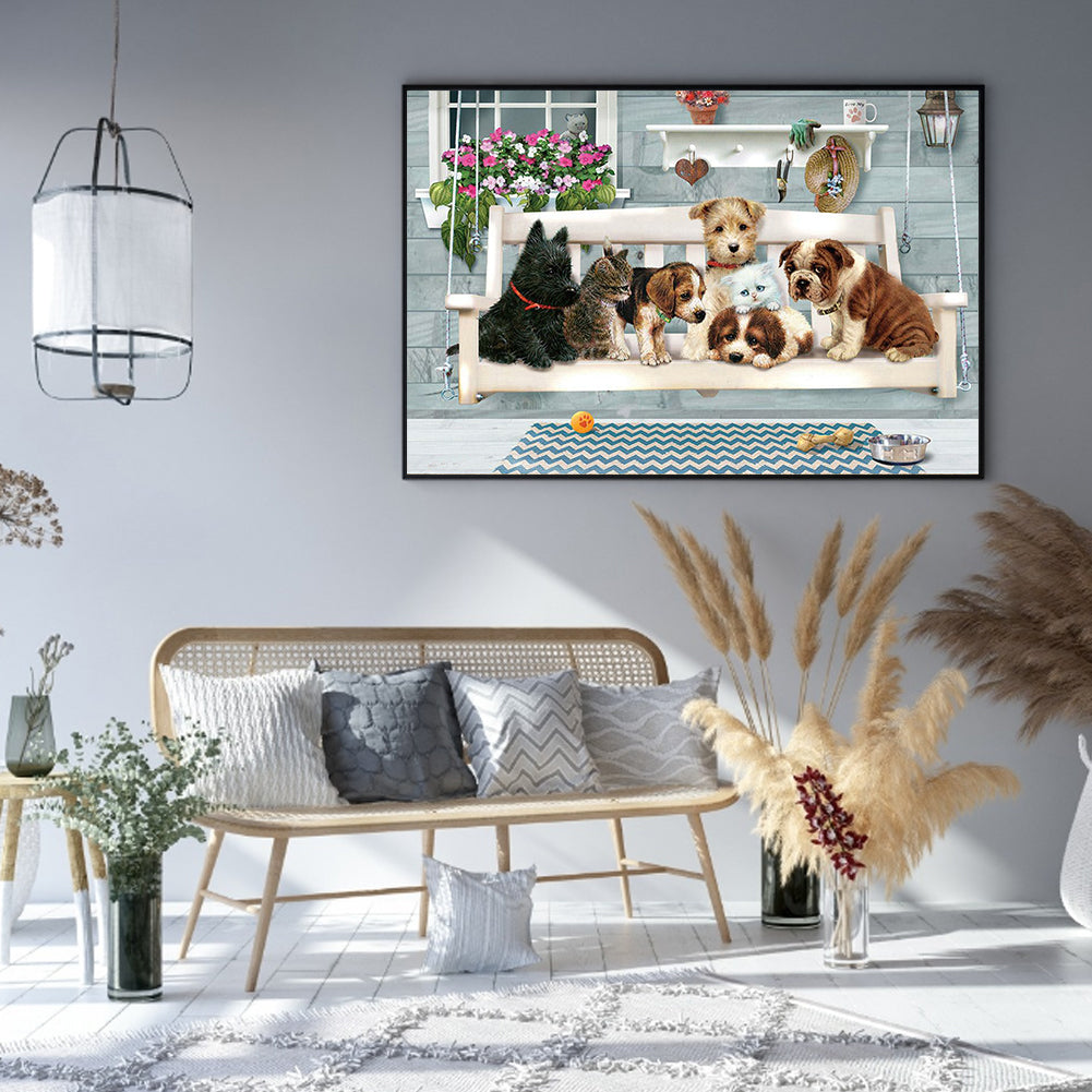 Puppies Resting - Full Square Drill Diamond Painting 40*30CM