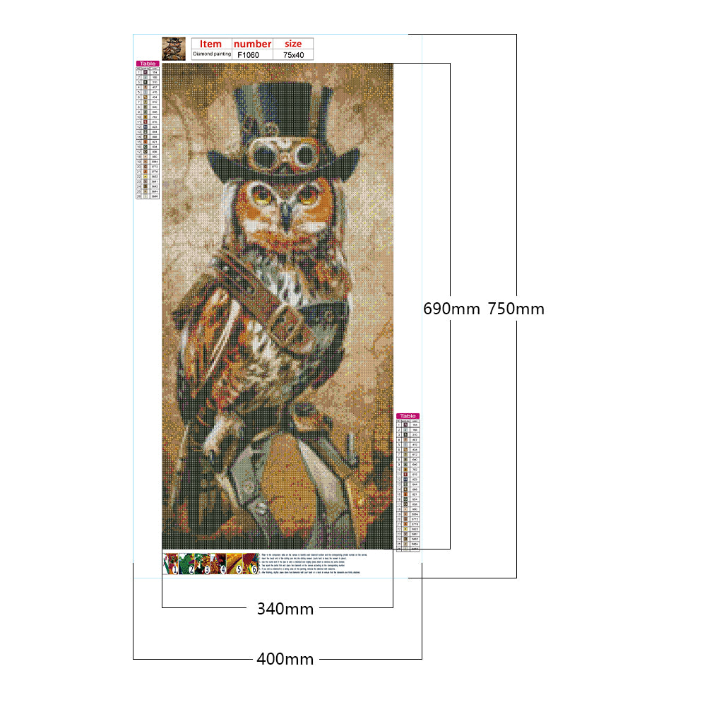 Mechanical Suit Owl - Full Square Drill Diamond Painting 40*75CM