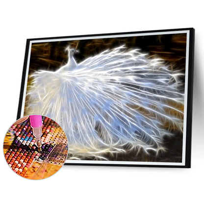 White Peacock 45*30CM(Canvas) Full Round Drill Diamond Painting