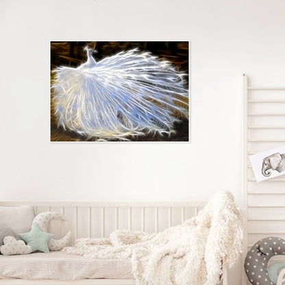 White Peacock 45*30CM(Canvas) Full Round Drill Diamond Painting