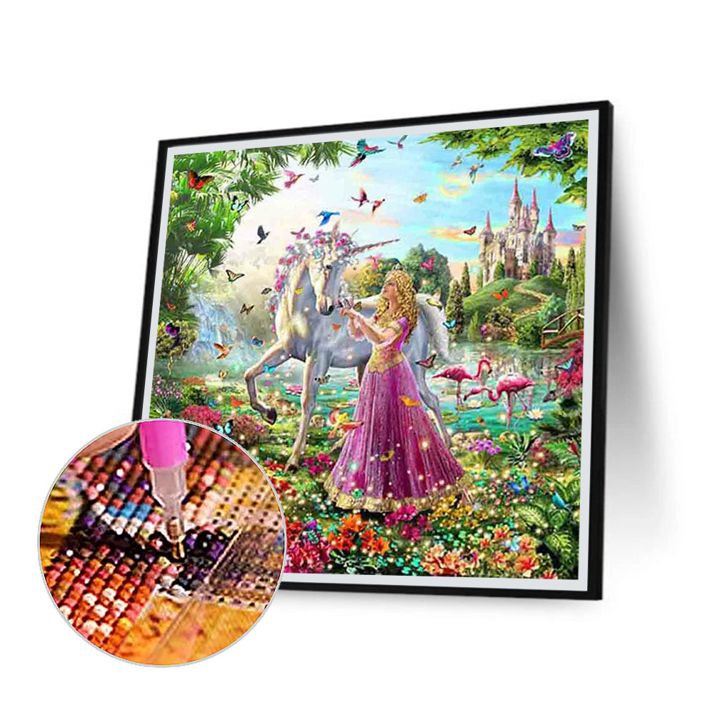 Unicorn And Princess - Full Round Drill Diamond Painting 40*40CM