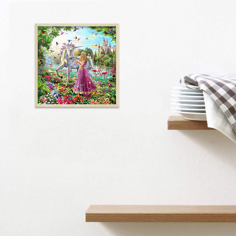 Unicorn And Princess - Full Round Drill Diamond Painting 40*40CM