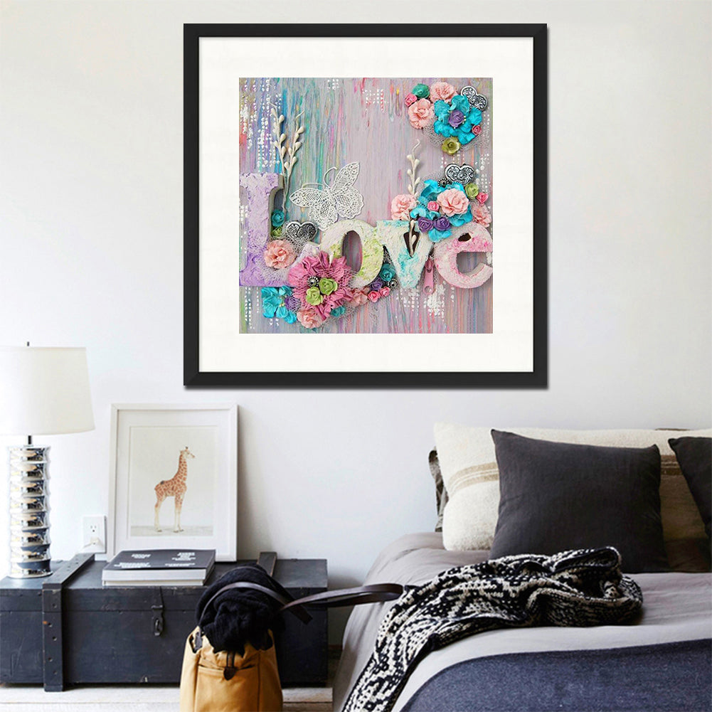 Calligraphy And Painting Love - Full Round Drill Diamond Painting 50*50CM