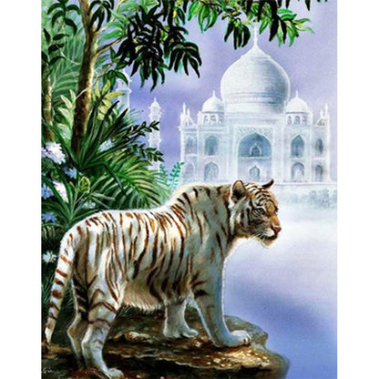 Taj Mahal White Tiger - Full Round Drill Diamond Painting 30*40CM