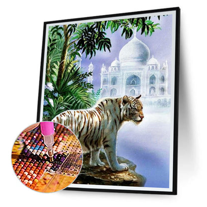 Taj Mahal White Tiger - Full Round Drill Diamond Painting 30*40CM