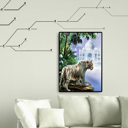 Taj Mahal White Tiger - Full Round Drill Diamond Painting 30*40CM