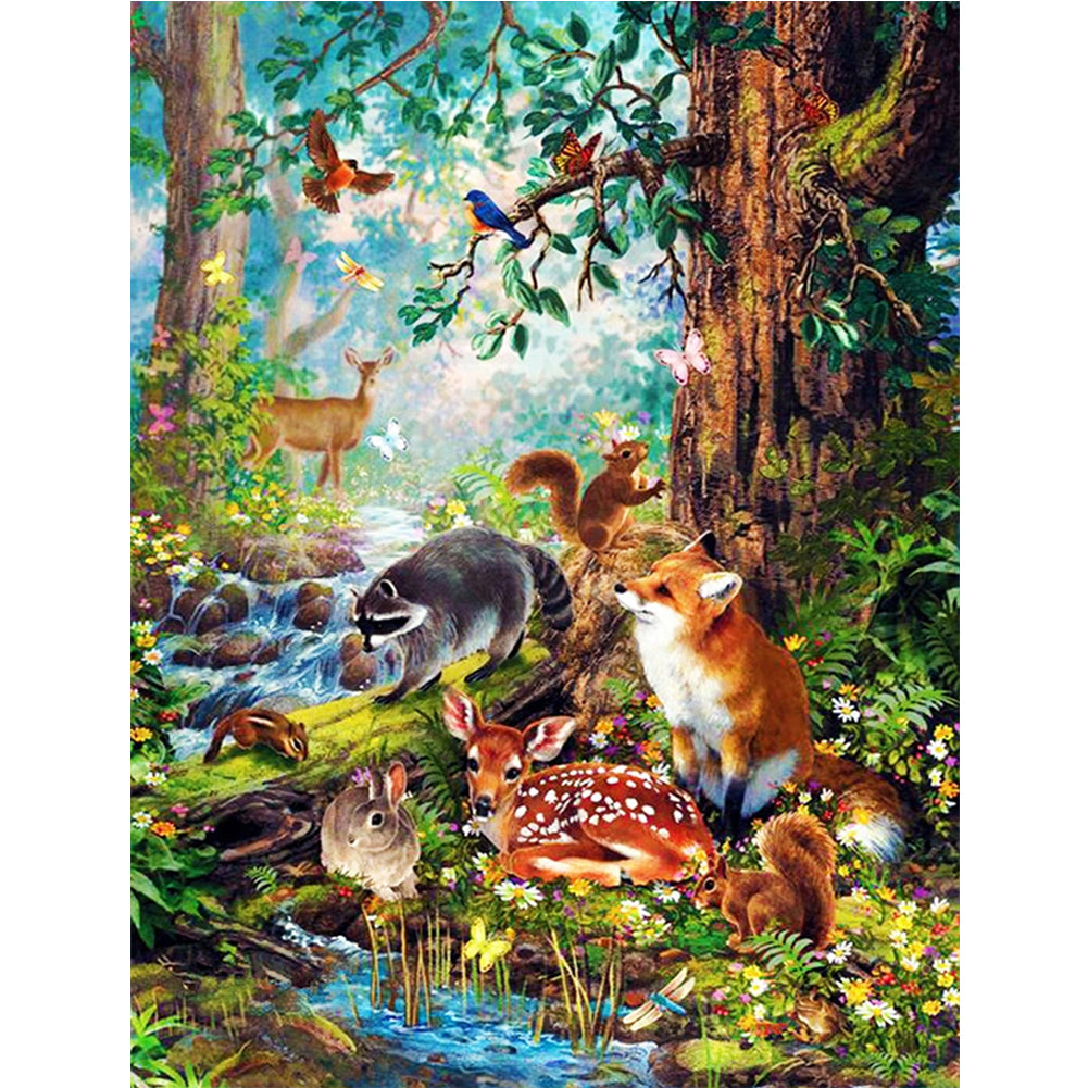 Forest Zoo - Full Round Drill Diamond Painting 30*40CM