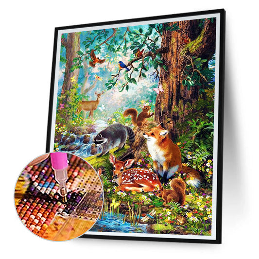 Forest Zoo - Full Round Drill Diamond Painting 30*40CM