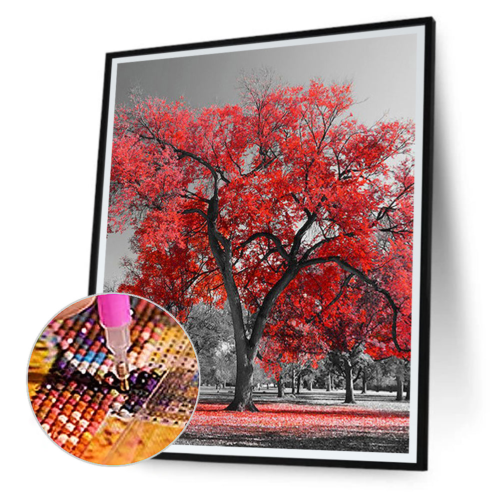 Red Maple - Full Round Drill Diamond Painting 30*40CM