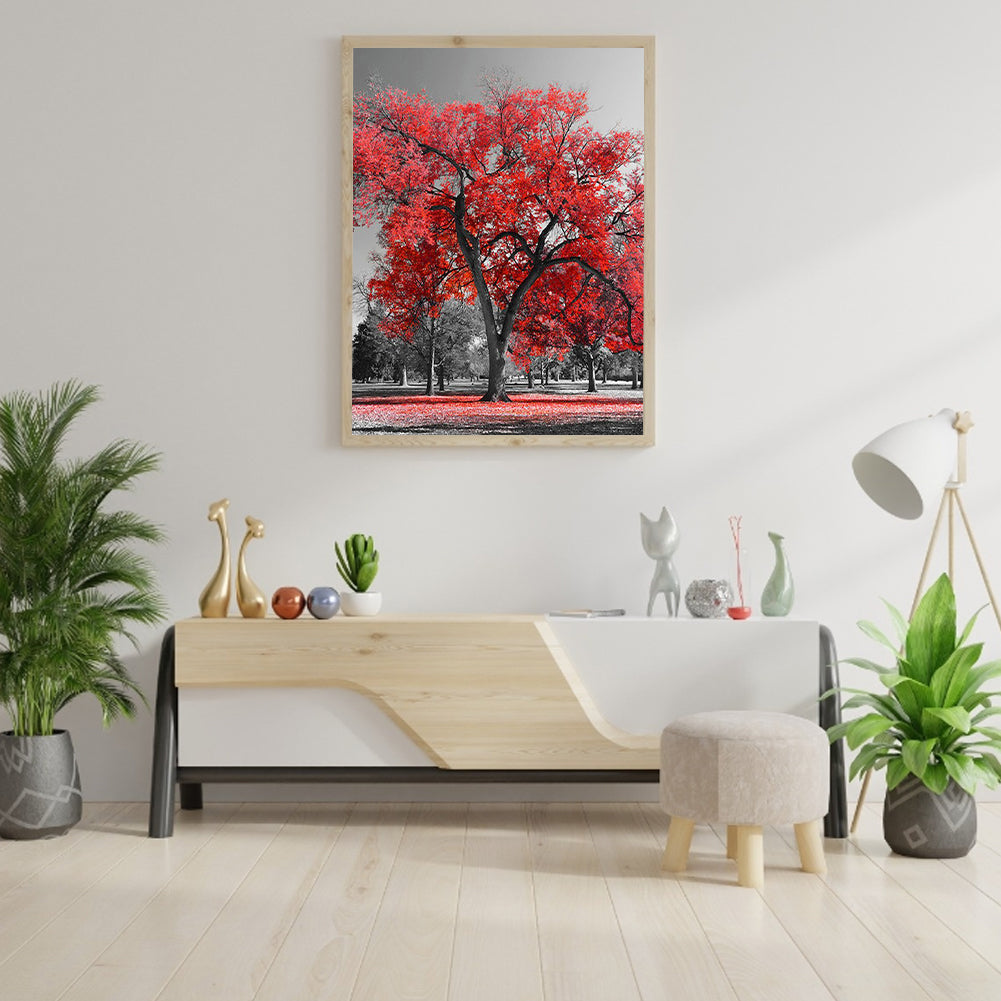 Red Maple - Full Round Drill Diamond Painting 30*40CM