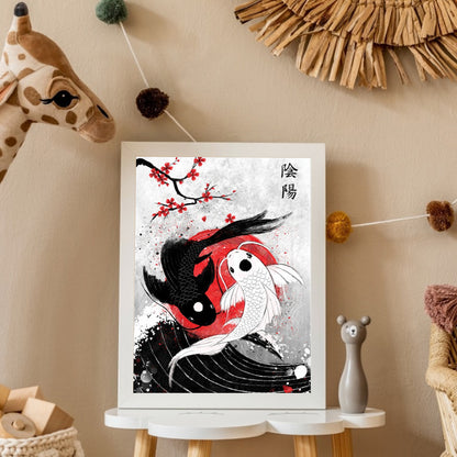 Taichi Black And White Koi - Full Round Drill Diamond Painting 30*40CM