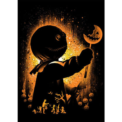 Pumpkin Man Silhouette 30*40CM(Canvas) Full Round Drill Diamond Painting