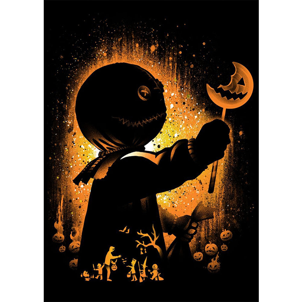 Pumpkin Man Silhouette - Full Round Drill Diamond Painting 30*40CM