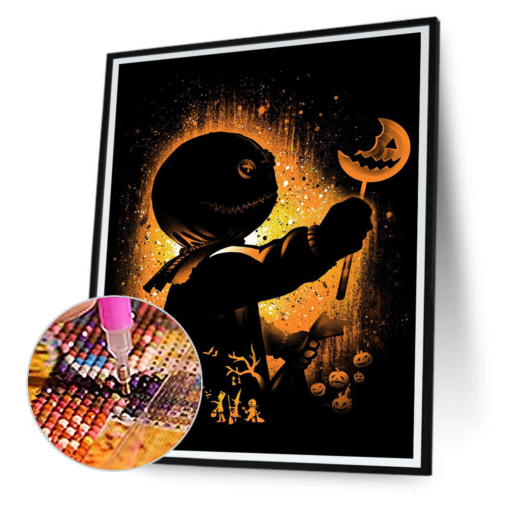 Pumpkin Man Silhouette - Full Round Drill Diamond Painting 30*40CM