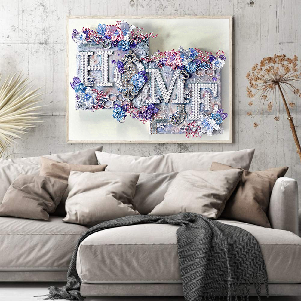 Home 40*30CM(Canvas) Special Shaped Drill Diamond Painting
