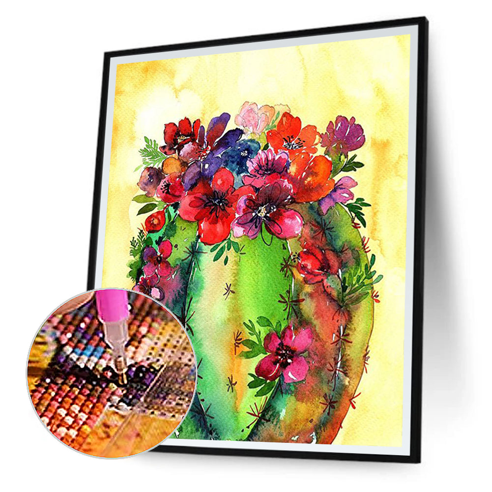 Cactus Flower 30*40CM(Canvas) Full Round Drill Diamond Painting