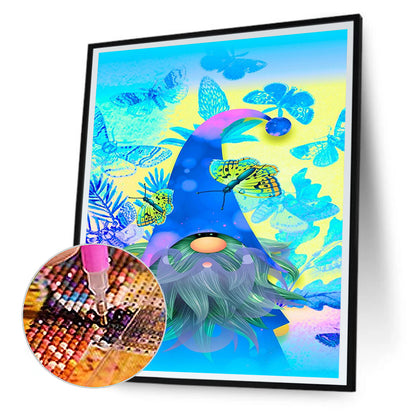 Colorful Butterfly Gnome 30*40CM(Canvas) Full Round Drill Diamond Painting